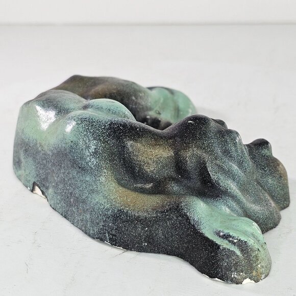 Chalkware Sleeping Hound Dog With Puppies Green Black - Picture 6 of 15